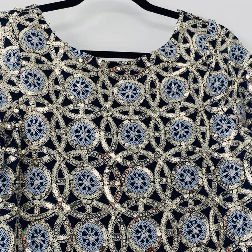 The Limited Exclusive Sequin Shift Dress Lined Black Silver Gold Size 4 Sm NWT - Picture 10 of 15